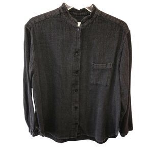 Orvis Womens Size XL Black Stand Up Collar Button Up Pocket Long Sleeve Shirt